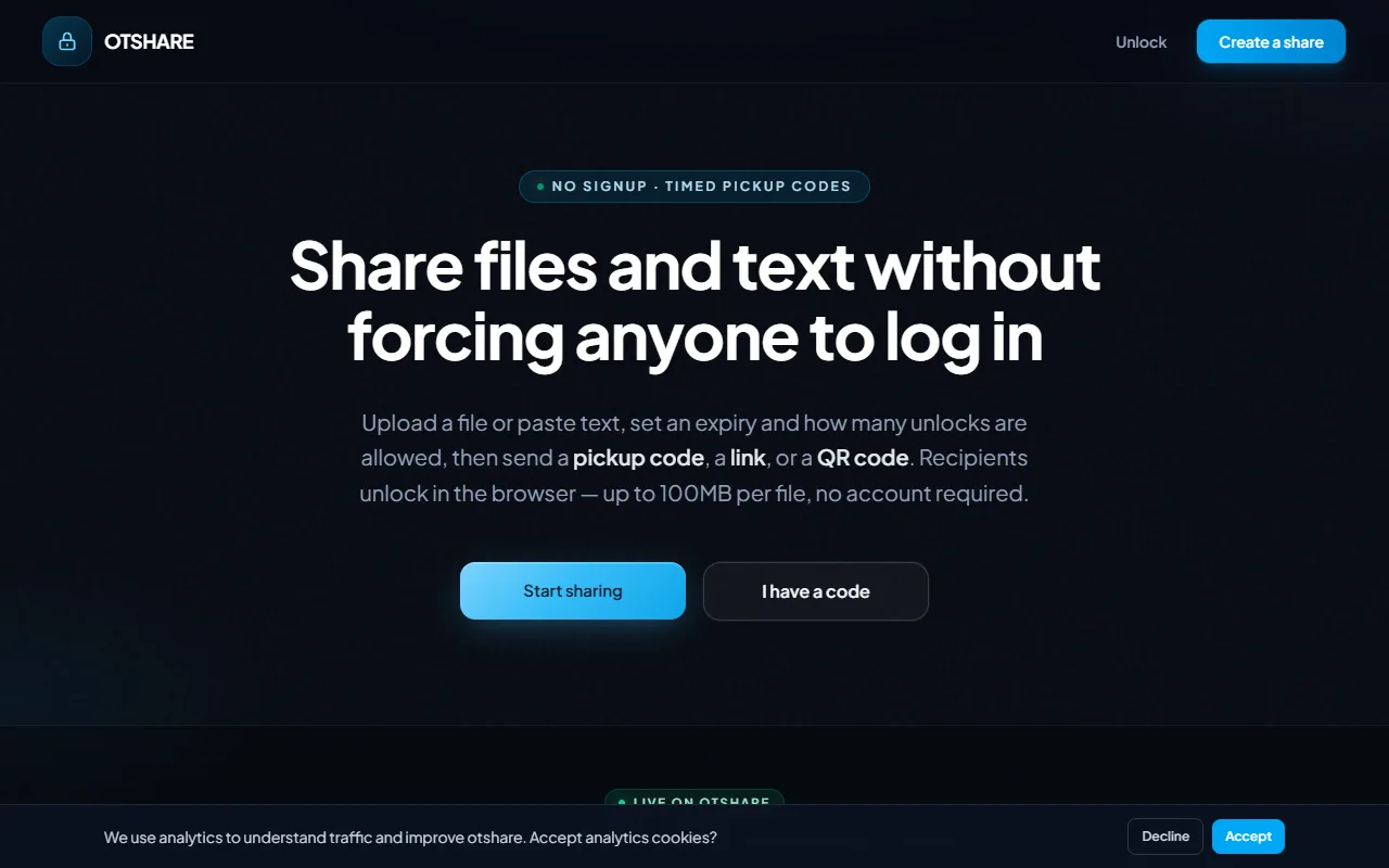 Screenshot of OTShare