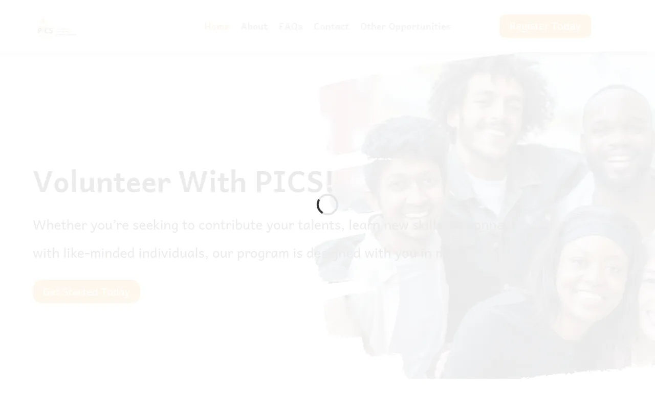 Screenshot of PICS Intercultural Volunteer Hub