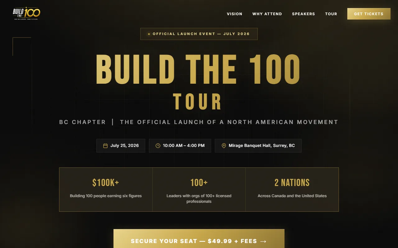 Screenshot of YIC Events